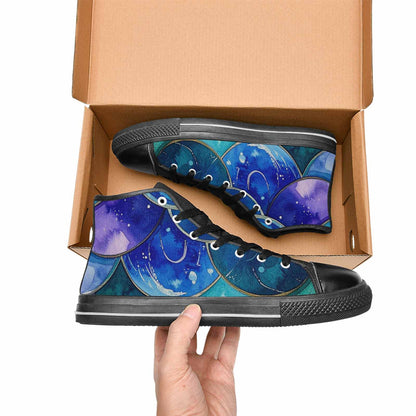MEN'S Mermaid Scale High Top Canvas Vivid Sneakers