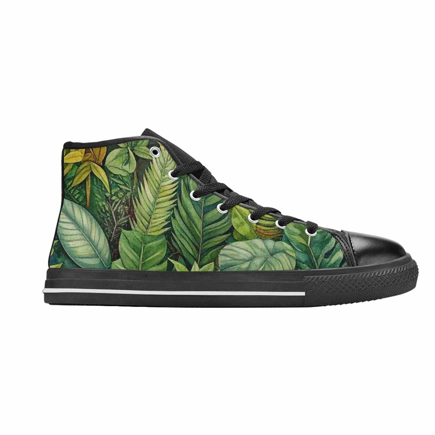 MEN'S Seven-Point Palmate Leaf High Top Canvas Dark Academia Custom Sneakers