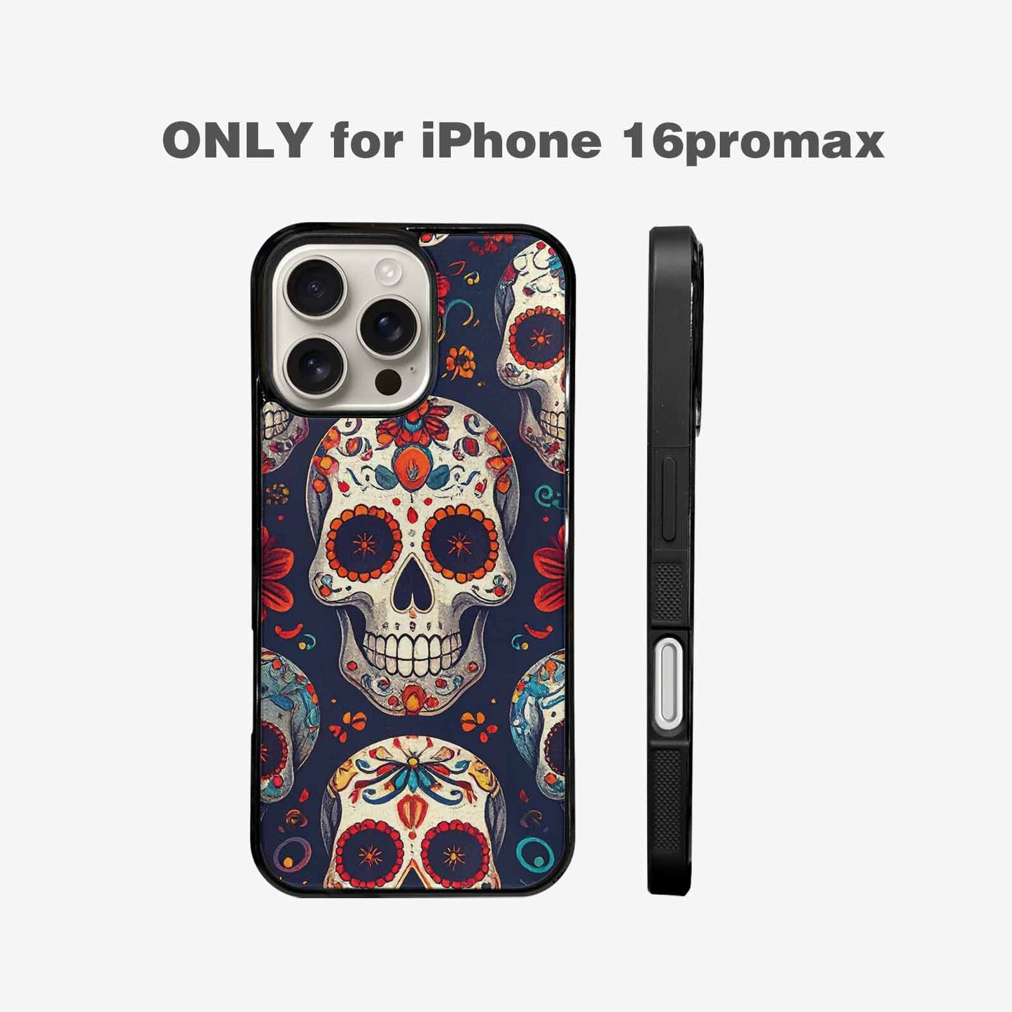 iPhone 16 Pro Max Case — Day Dead Sugar Skull Art 100s, Customized Protective Case