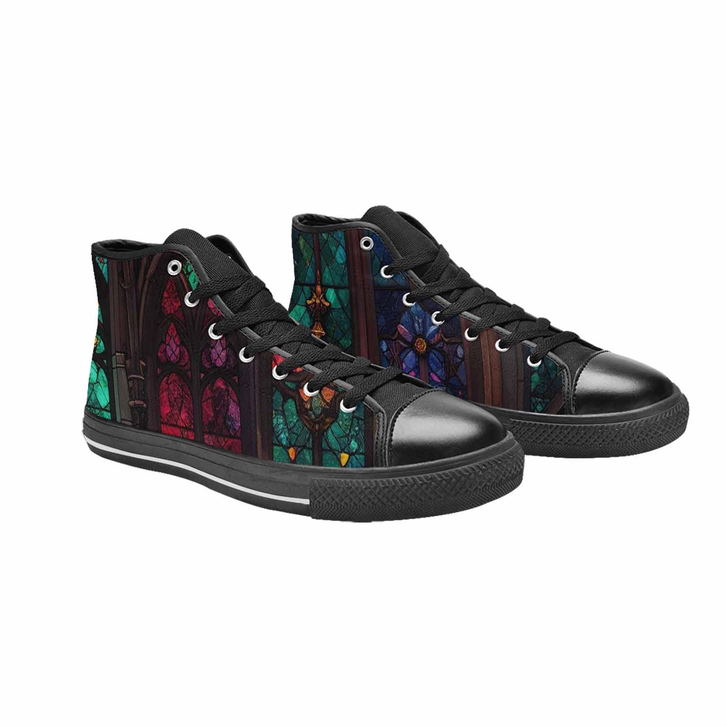 WOMEN'S Stained Glass Cathedral High Top Canvas Wallpaper Art Custom Sneakers