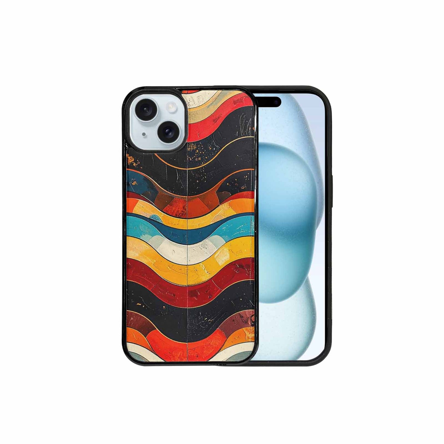 iPhone 15 Plus Case — Retro Wave Scallop Stripe Small Wzf, Custom Made Phone Cover