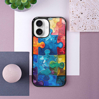 iPhone 16 Case — Autism Puzzle Pieces Puzzle Piece Pattern, Personalized Phone Case