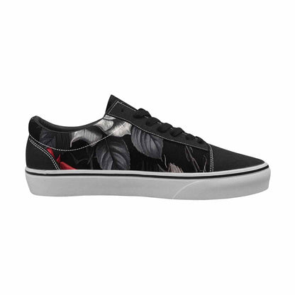 WOMEN'S Black Gothic Rose Canvas Lace-Up Vivid Custom Sneakers
