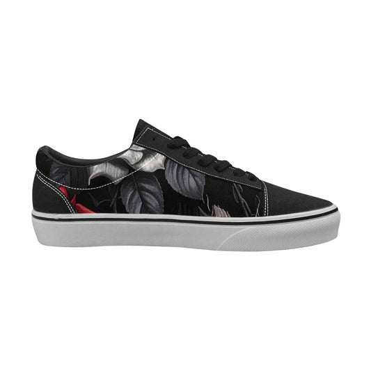 WOMEN'S Black Gothic Rose Canvas Lace-Up Vivid Custom Sneakers