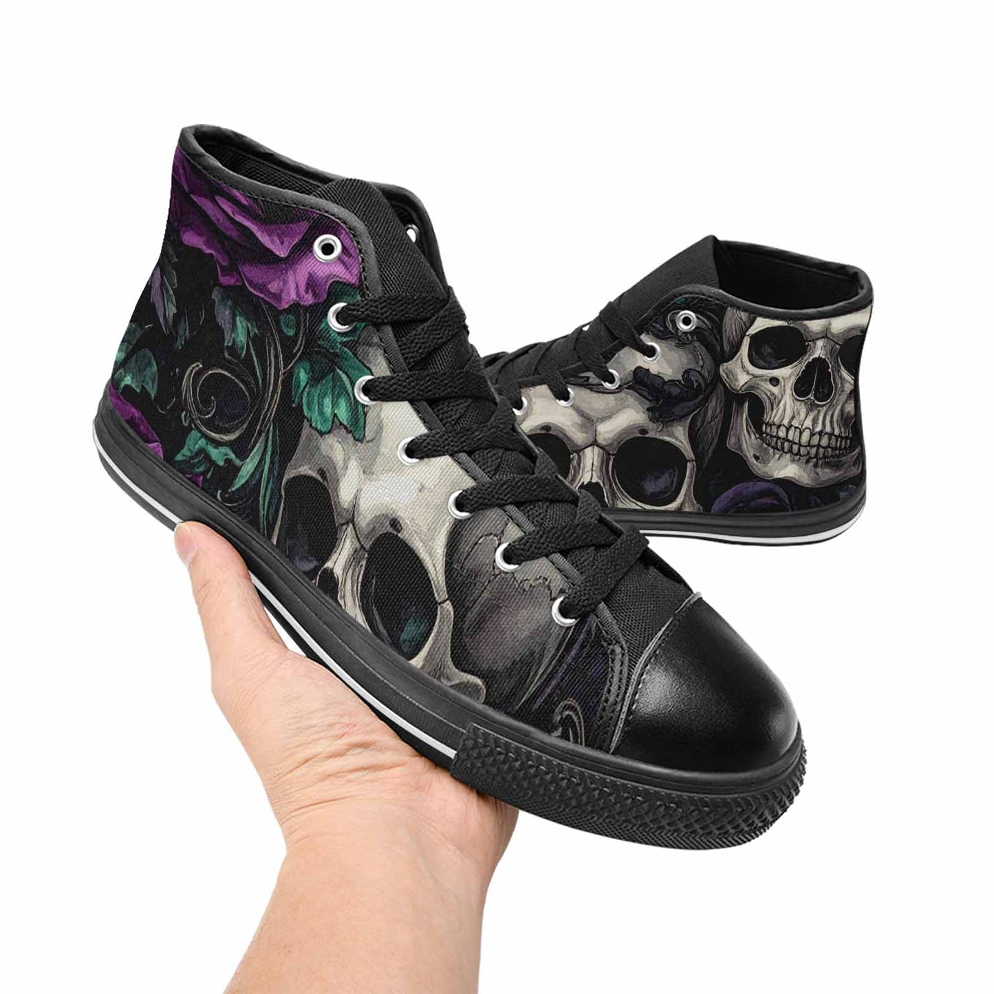 MEN'S Skulls Roses Gothic Filigree High Top Canvas Cottagecore Sneakers