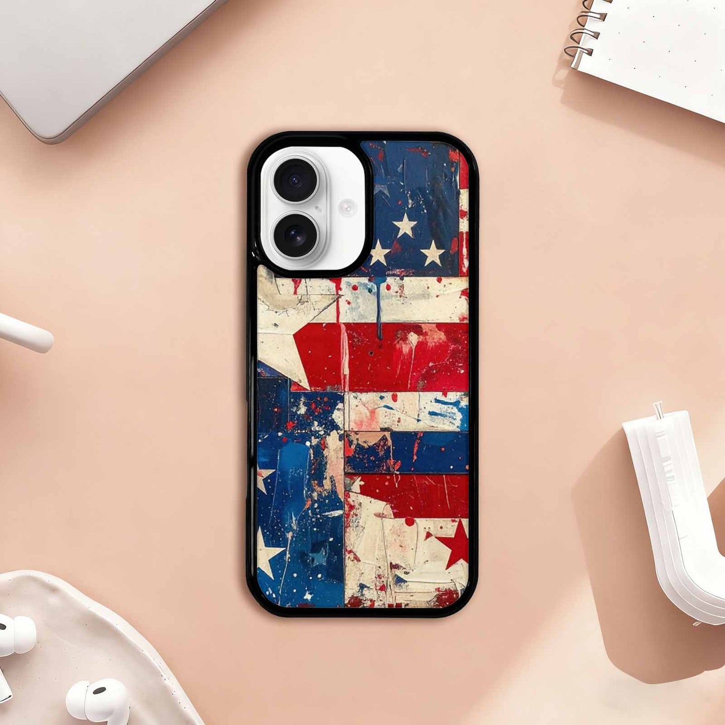 iPhone 17 Case — Patriotic Stars And Stripes Galaxy Space, Custom Art Phone Cover