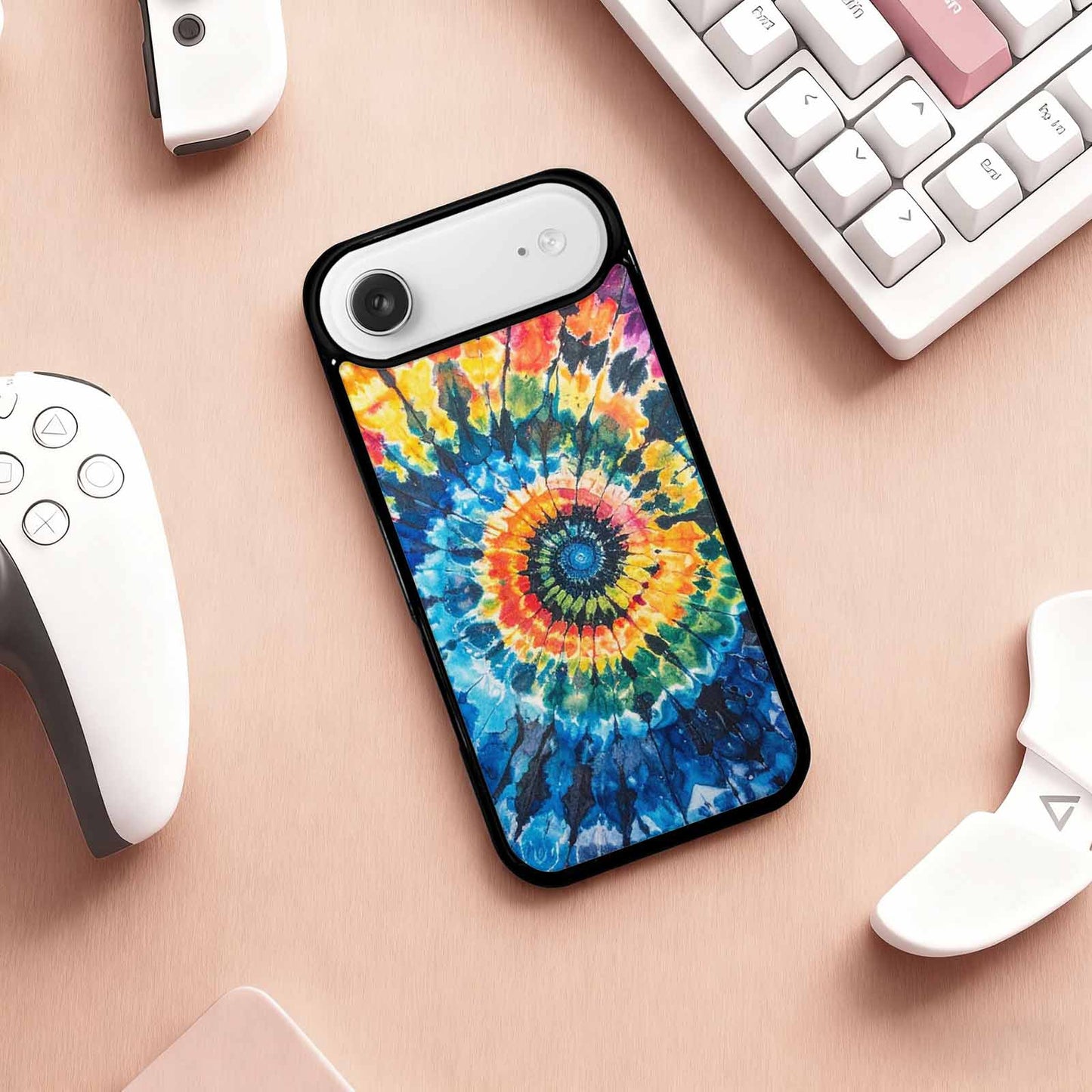 iPhone 17 Air Case — Black Blue Ink Tie Dye Tie, Custom Printed Phone Case