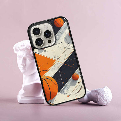 iPhone 16 Pro Case — Basketball Pattern Court Lines And Balls, Custom Printed Phone Case