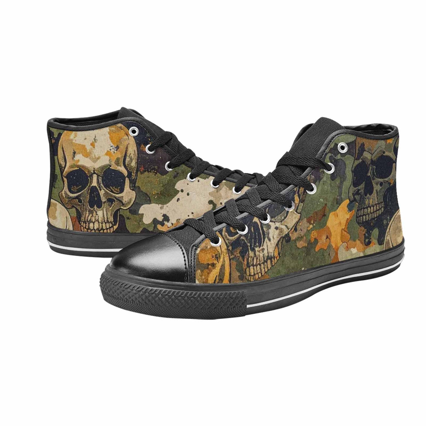 WOMEN'S Military Camo Skull High Top Canvas Surreal Sneakers
