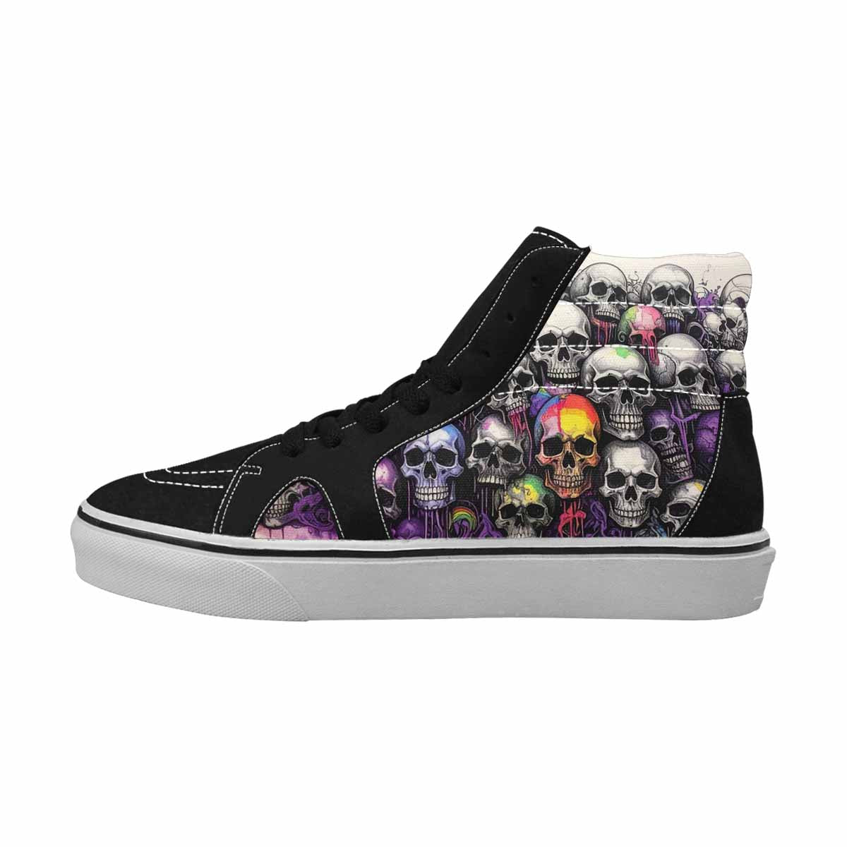 MEN'S Rainbow From Skull S High Top Canvas Vivid Custom Sneakers