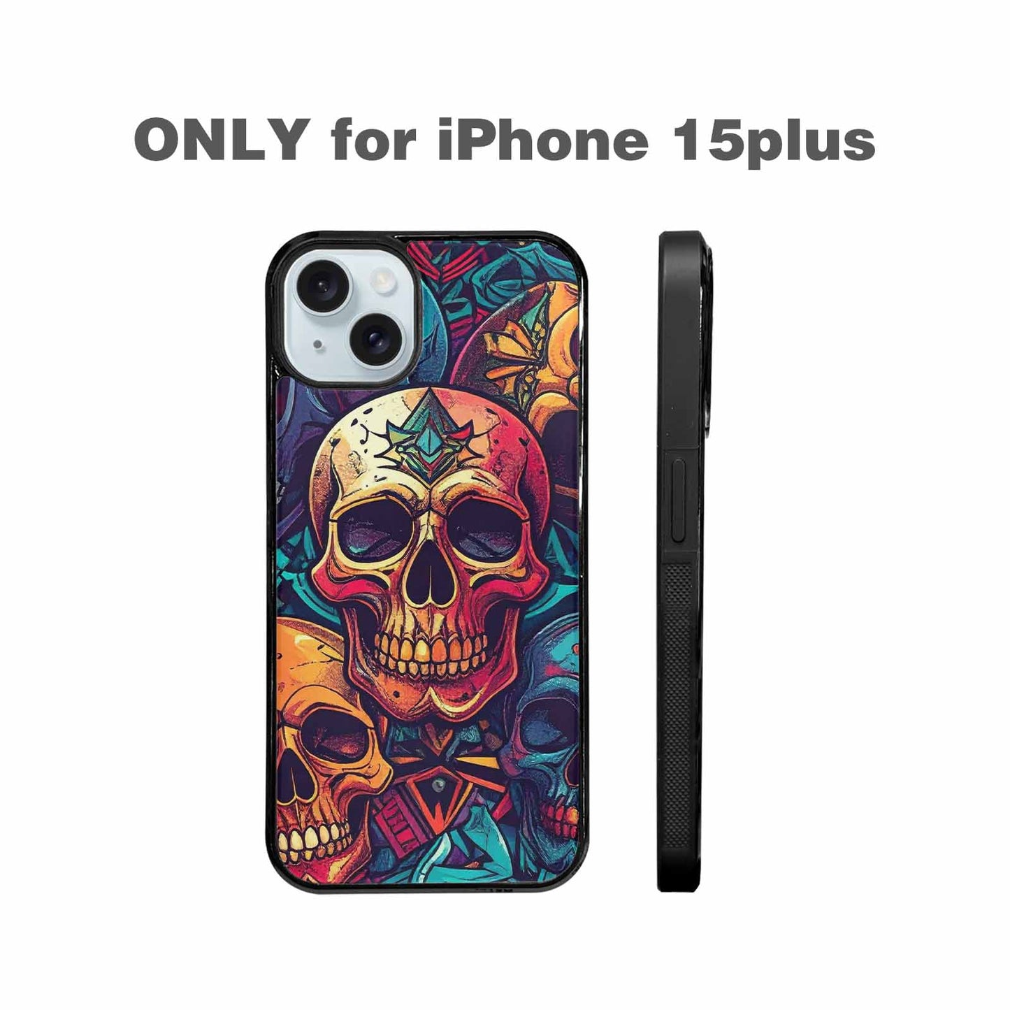 iPhone 15 Plus Case — Sacred Geometry Lots Of Skulls Seamless, Custom Designed Case Cover