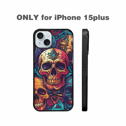 iPhone 15 Plus Case — Sacred Geometry Lots Of Skulls Seamless, Custom Designed Case Cover