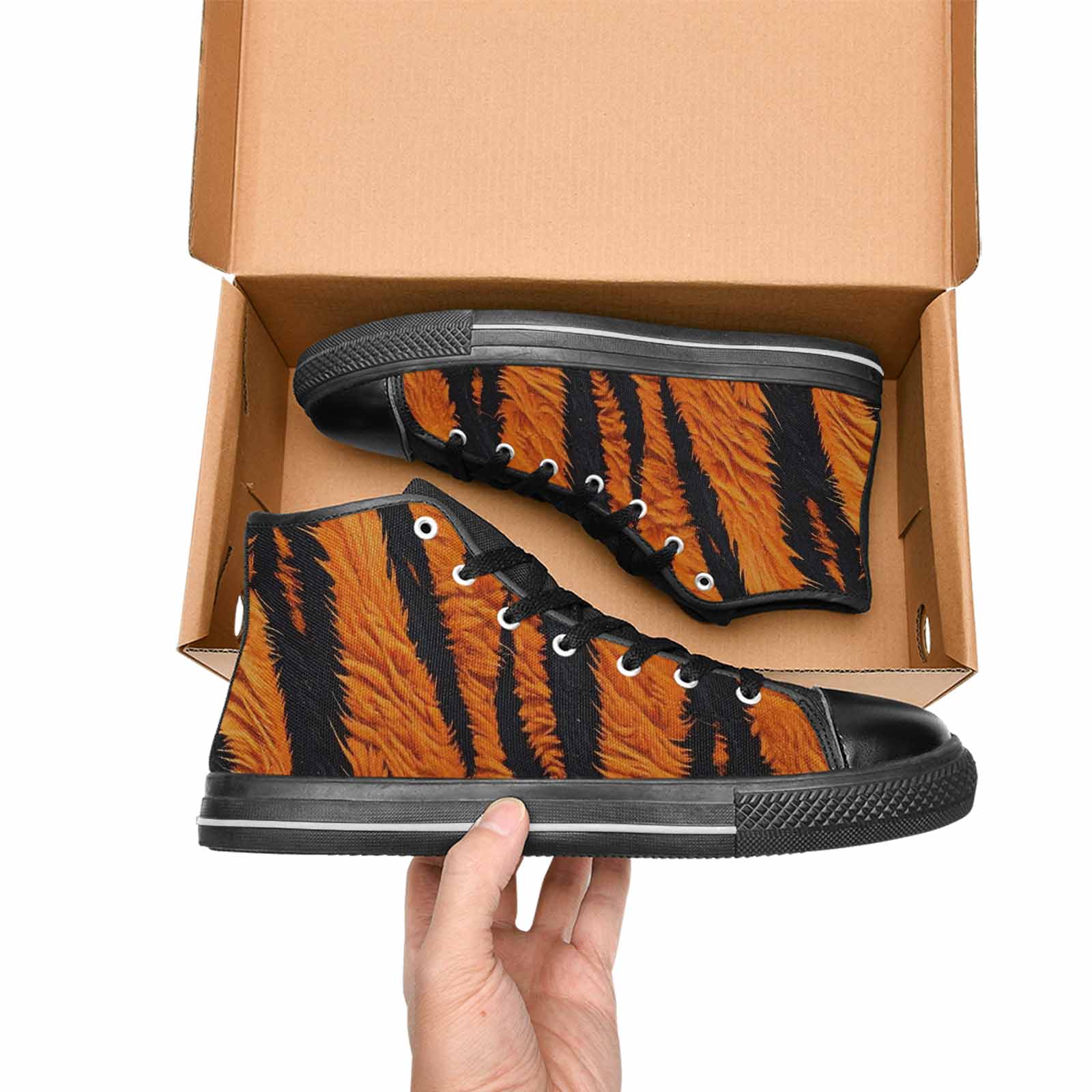 MEN'S Bold Tiger Stripe High Top Canvas Y2K Shoes