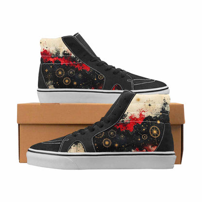 WOMEN'S Zodiac Black & Red Ink High Top Canvas Statement Grunge Customized Sneakers