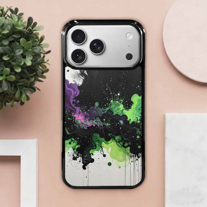 iPhone 17 Pro Max Case — Black &amp; Green Ink Galaxy Space, Custom Print Case Cover