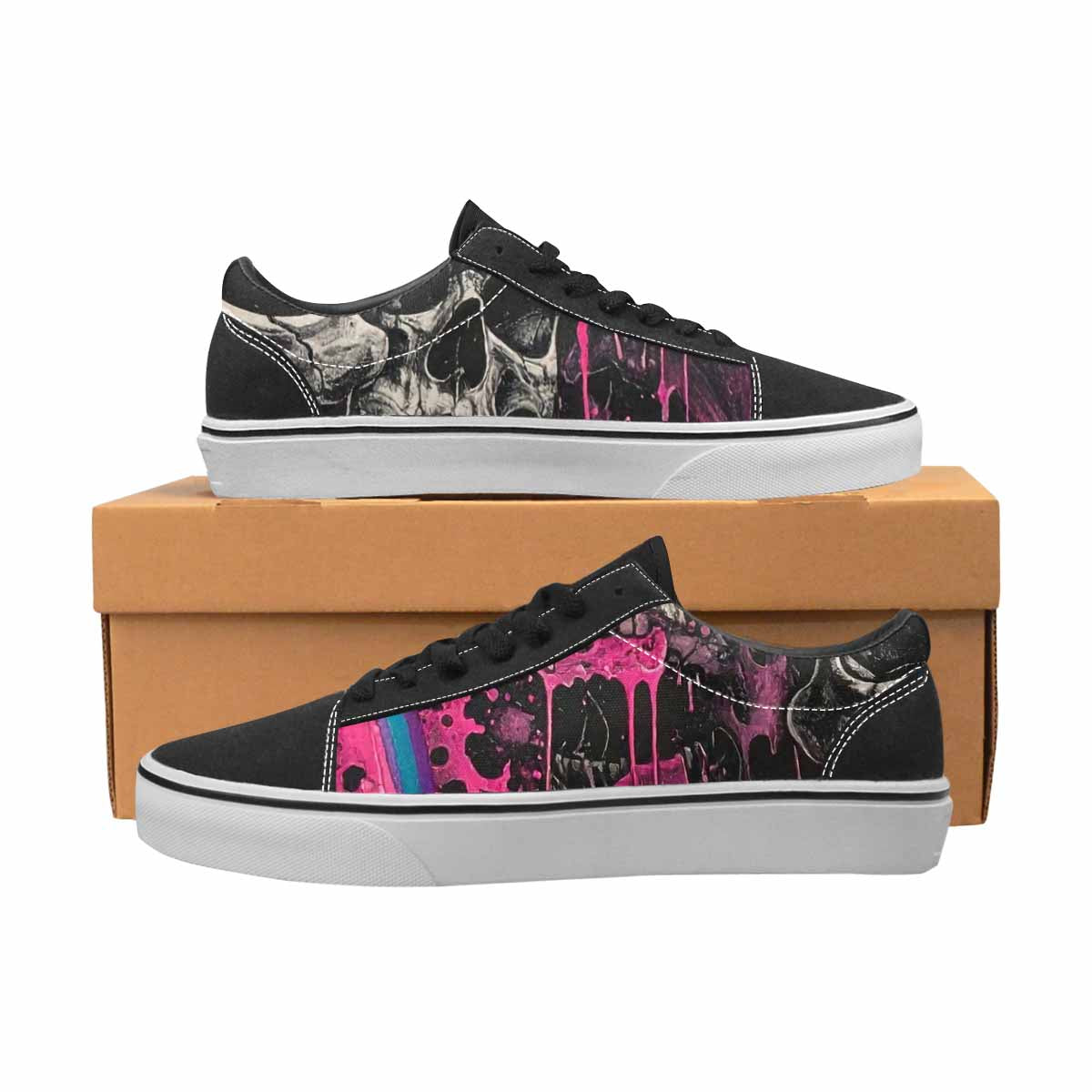 WOMEN'S Rainbow From Skull S Lace-Up Canvas Vivid Sneakers