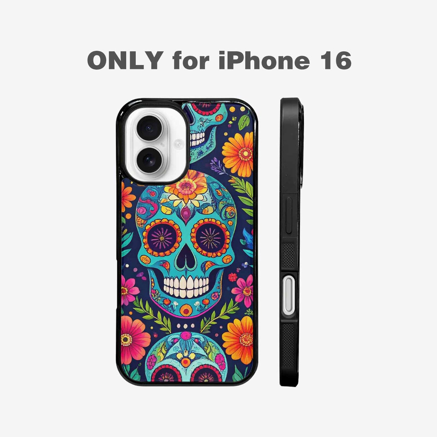 iPhone 16 Case — Rainbow Sugar Skull Weave 3 Personalized, Custom Print Case Cover