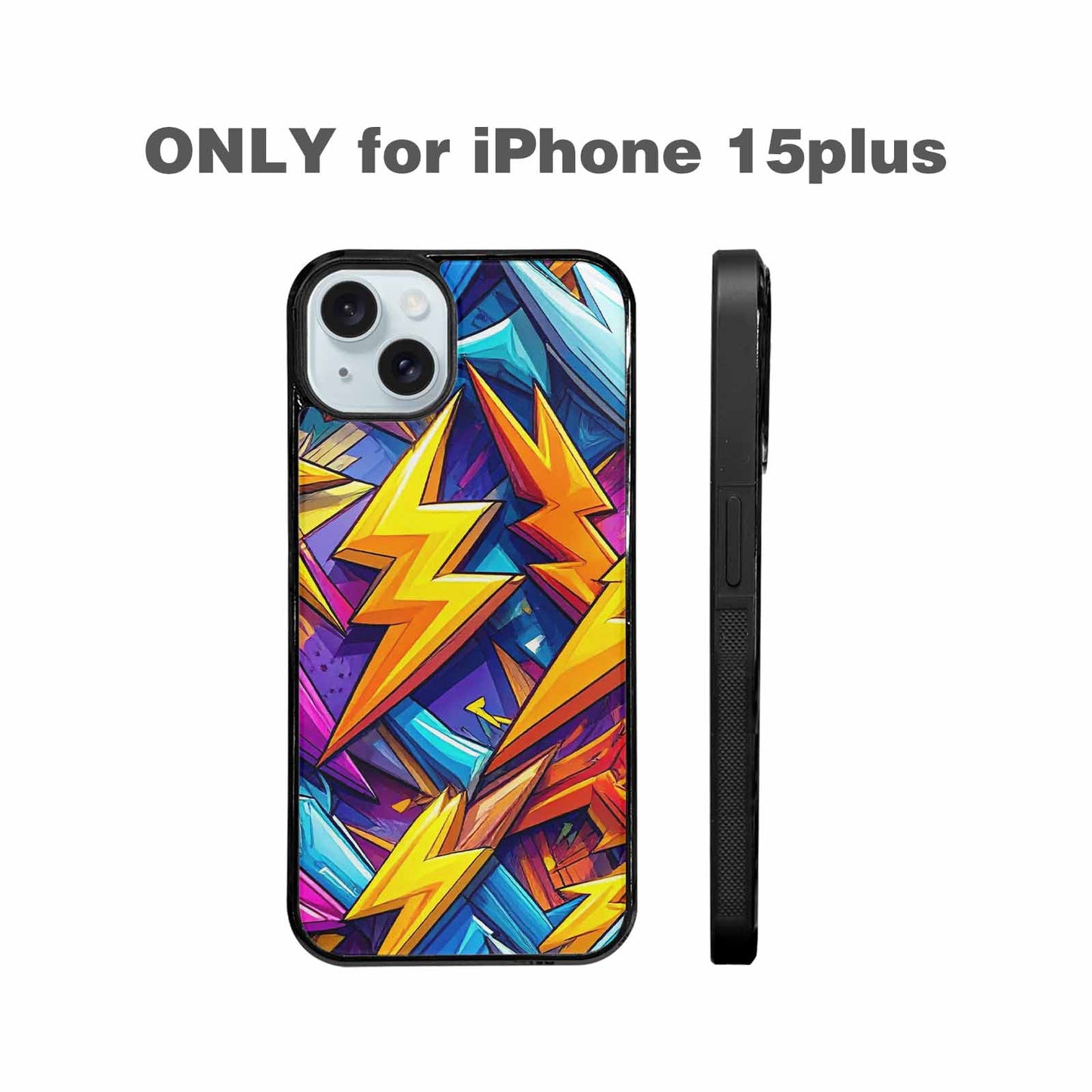 iPhone 15 Plus Case — Lightning Bolt Storm Pattern Hundreds Of, Custom Print Case Cover
