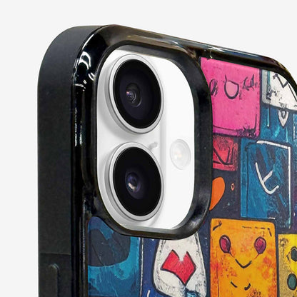 iPhone 16 Case — Hand Drawn Icon Doodle Pattern Hundreds, Custom Made Phone Cover