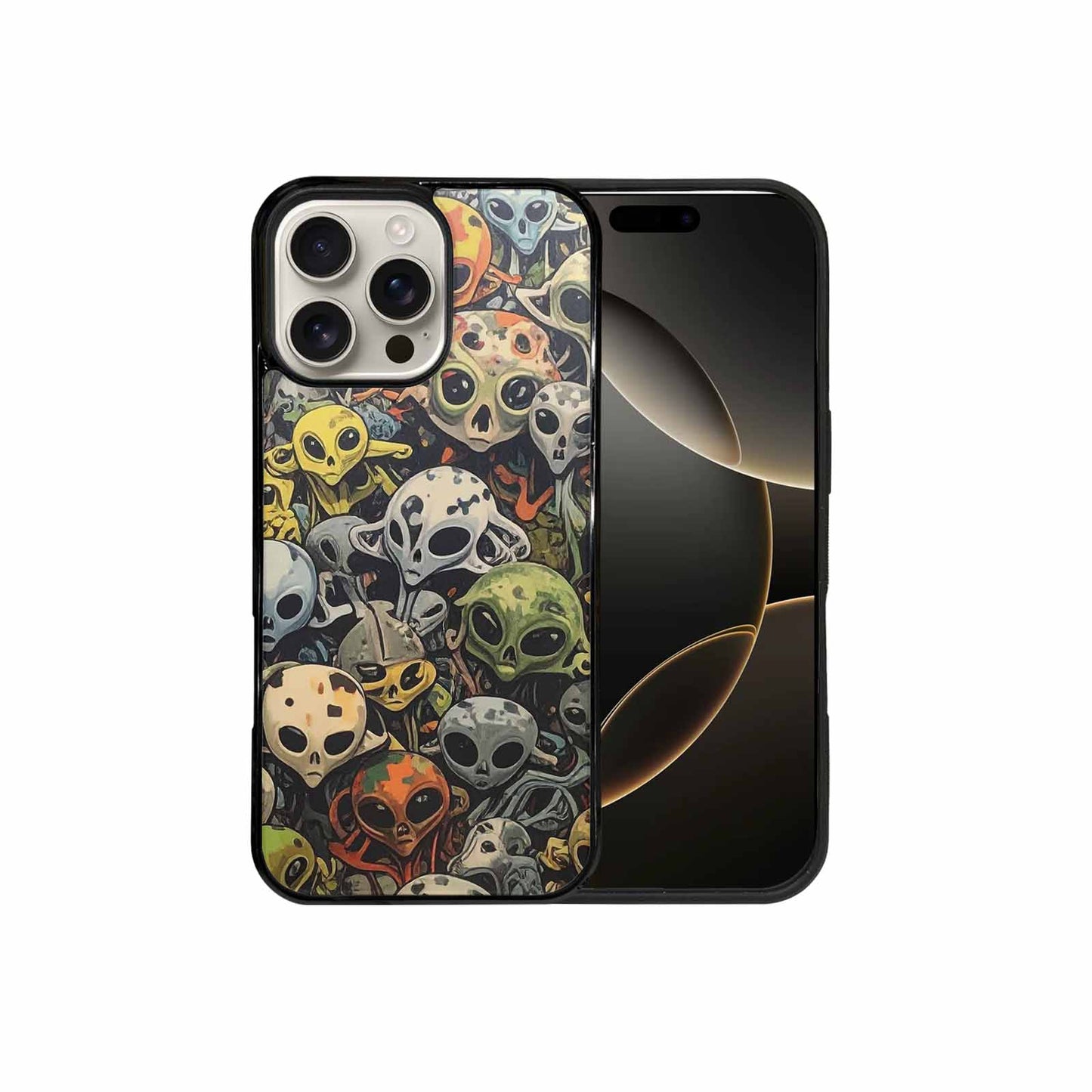iPhone 16 Pro Max Case — Aliens Camo Aliens Pattern Hundreds Of, Custom Art Phone Cover