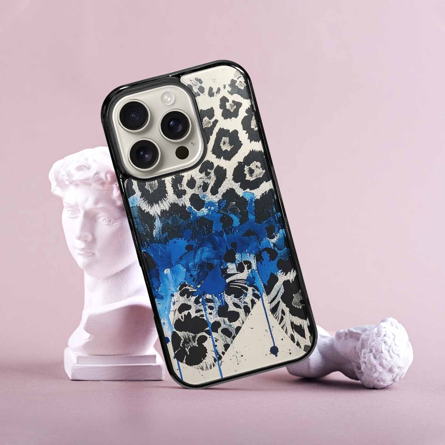iPhone 16 Pro Case — Animal Print Black Blue Ink Animal, Custom Print Case Cover