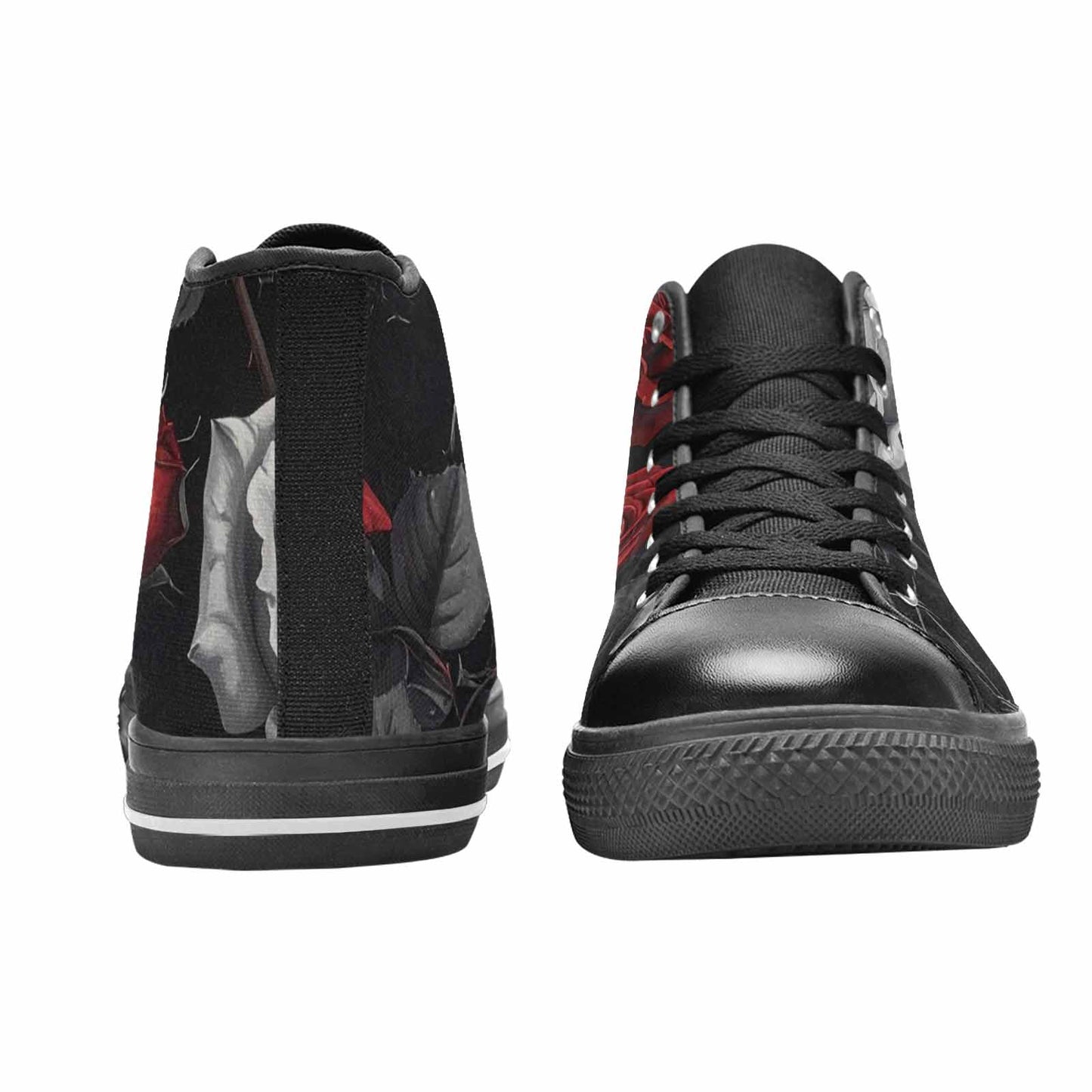 MEN'S Black Gothic Rose High Top Canvas Neon Fantasy Custom Shoes