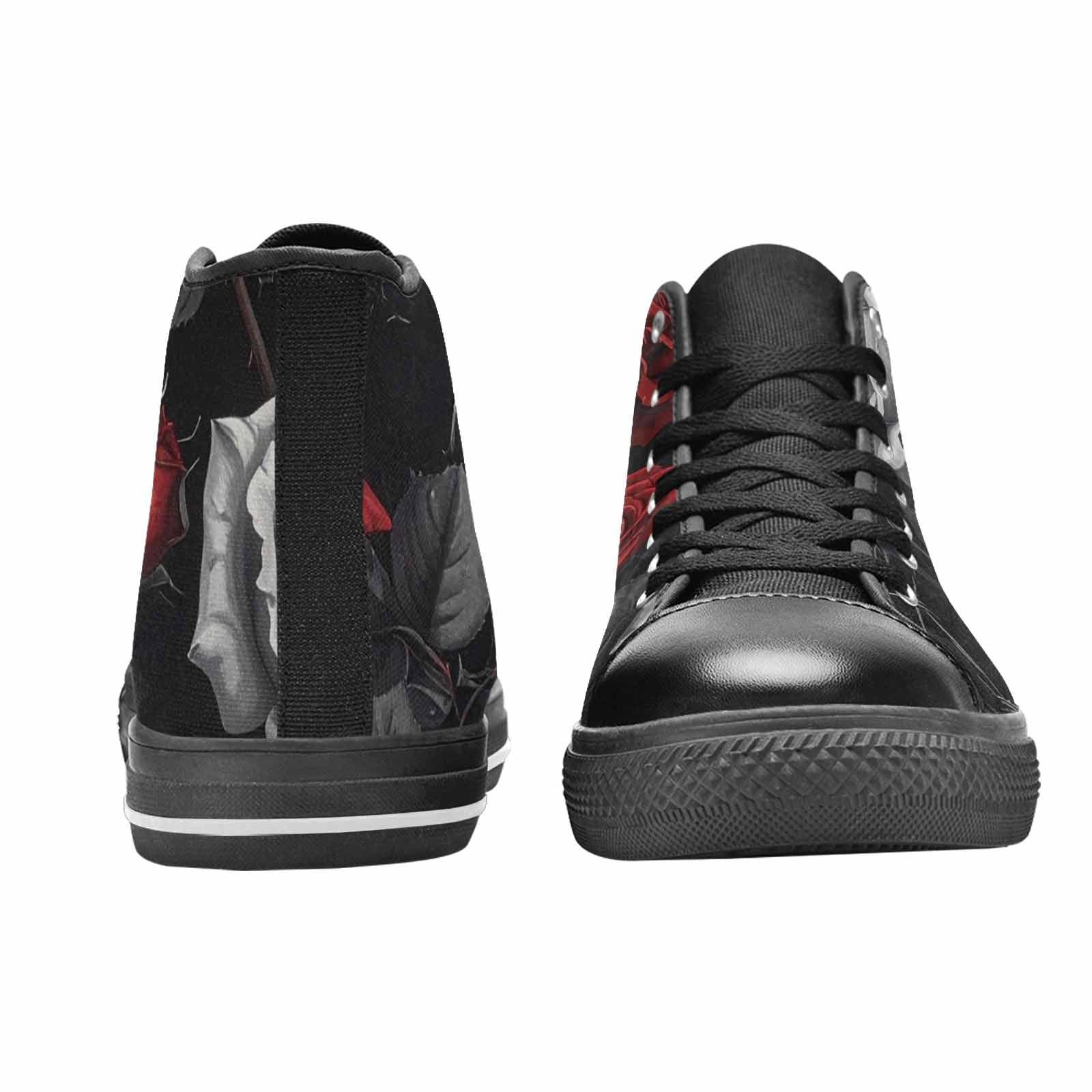 MEN'S Black Gothic Rose High Top Canvas Neon Fantasy Custom Shoes