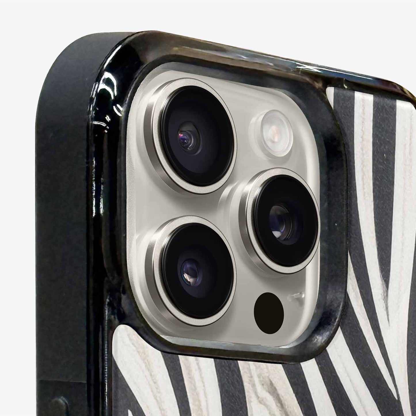 iPhone 15 Pro Max Case — Modern Zebra Stripe Print Crisp Black, Customized Protective Case