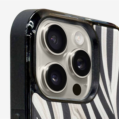 iPhone 15 Pro Max Case — Modern Zebra Stripe Print Crisp Black, Customized Protective Case