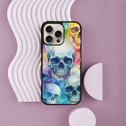 iPhone 16 Pro Max Case — Kulls Watercolor Skulls Small Skull Pattern, Custom Designed Case Cover