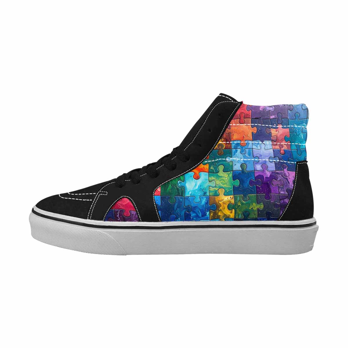 MEN'S Autism Puzzle Pieces High Top Canvas Neon Fantasy Custom Shoes