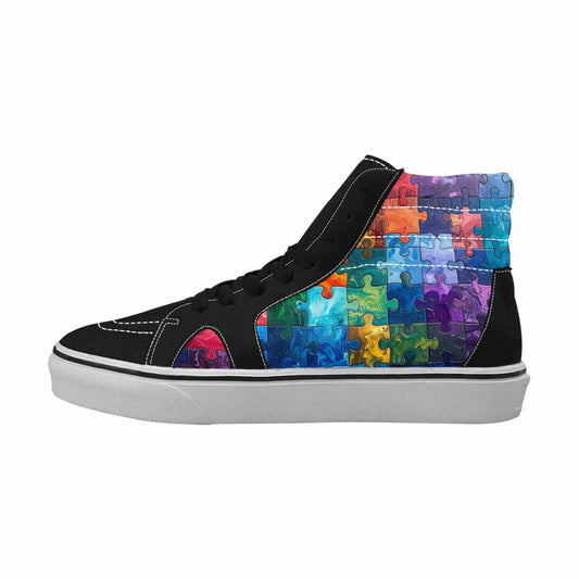 MEN'S Autism Puzzle Pieces High Top Canvas Neon Fantasy Custom Shoes