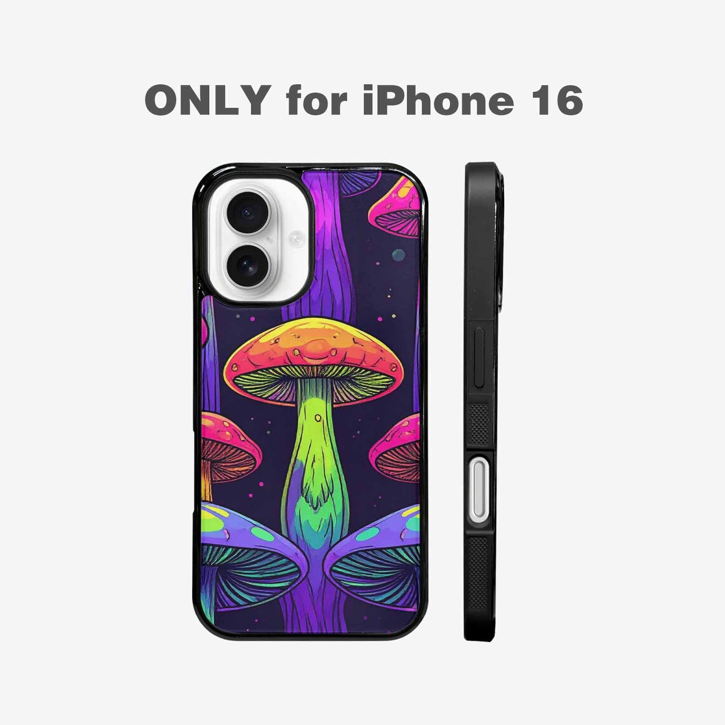 iPhone 16 Case — Psychedelic Mushroom Cartoon Pattern, Personalized Phone Case