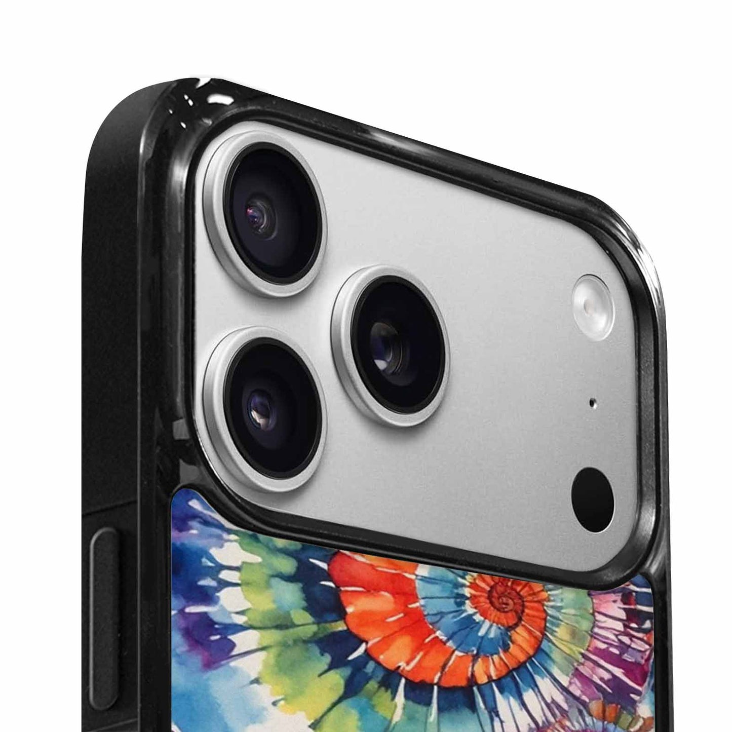 iPhone 17 Pro Case — Tie Dye Swirls Black Red Tie, Custom Made Phone Cover