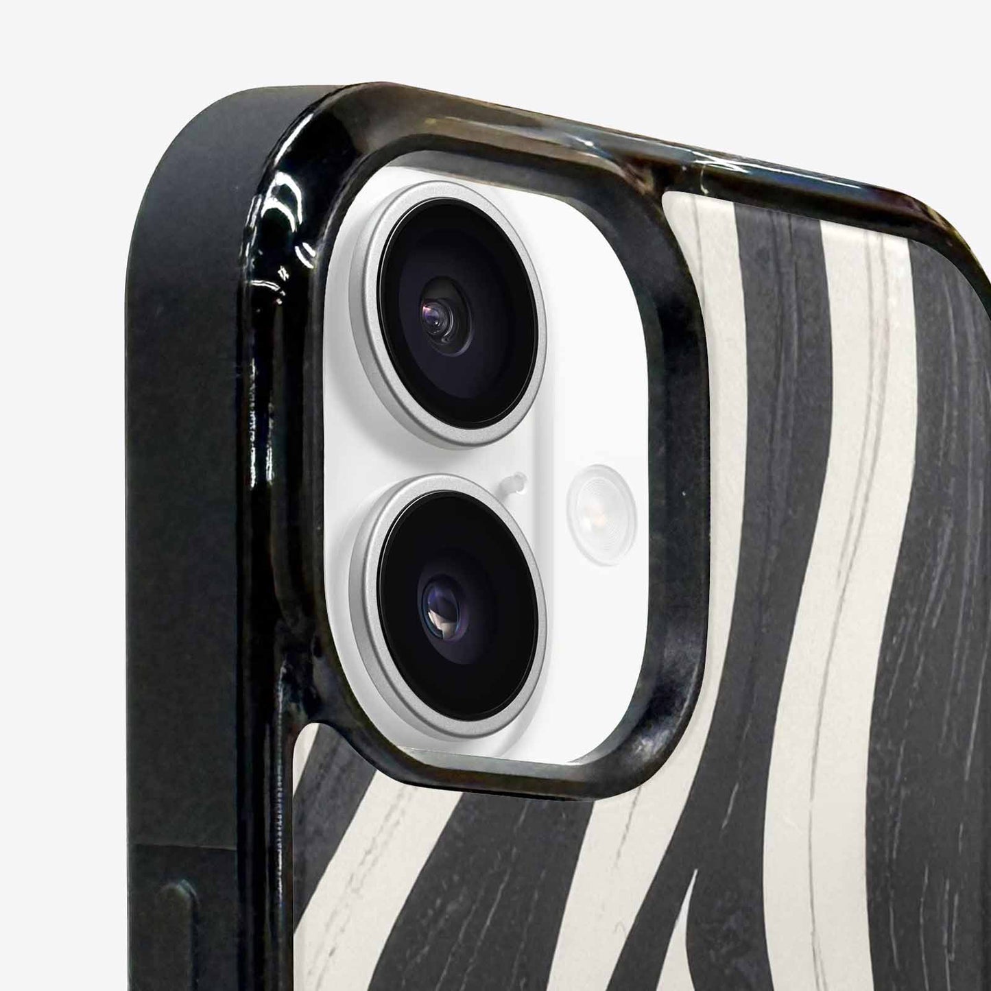 iPhone 16 Case — Modern Zebra Stripe Print Crisp Black, Custom Made Phone Cover