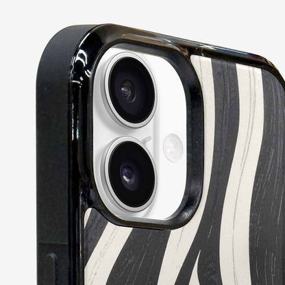 iPhone 16 Case — Modern Zebra Stripe Print Crisp Black, Custom Made Phone Cover