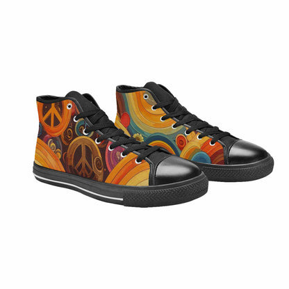 MEN'S Groovy 70S Peace High Top Canvas Neon Fantasy Shoes