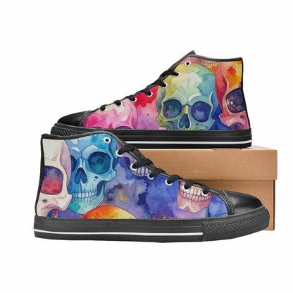 WOMEN'S Kulls - Watercolor High Top Canvas Cottagecore Custom Sneakers