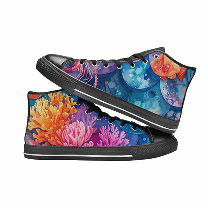 MEN'S Fish Scale Coral High Top Canvas Y2K Custom Sneakers