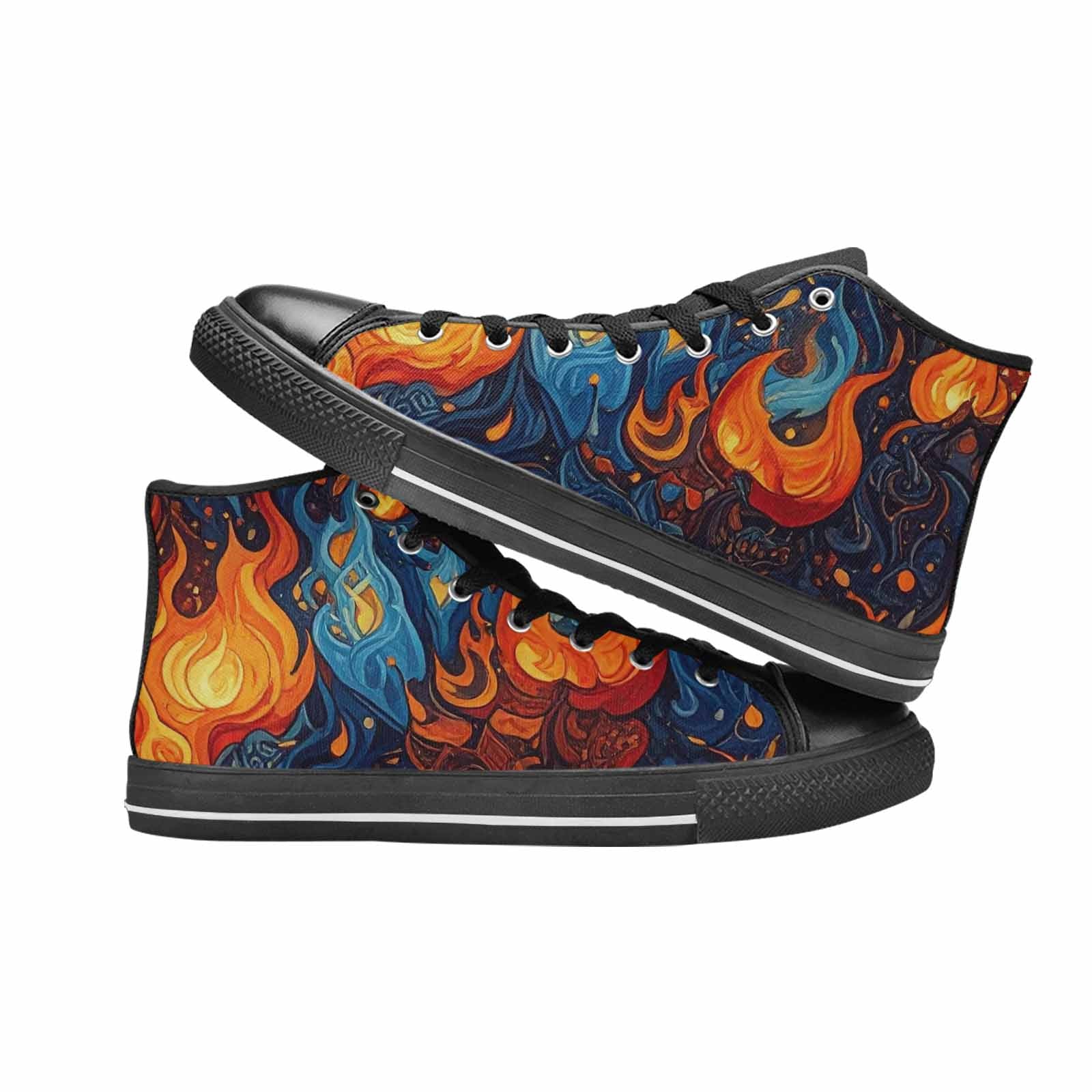 MEN'S Fire Flame High Top Canvas Cottagecore Shoes