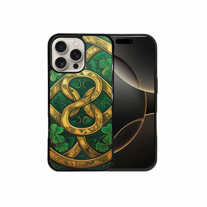 iPhone 16 Pro Max Case — Irish Celtic Knot Pattern Shamrocks Seamless, Custom Art Phone Cover
