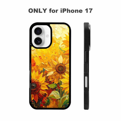 iPhone 17 Case — Impressionist Sunflower Brushstroke Pattern Floral, Custom Print Case Cover