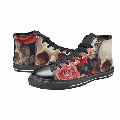 MEN'S Skulls Roses Soft Airbrush High Top Canvas Vivid Custom Shoes