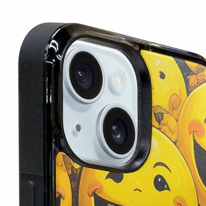 iPhone 15 Plus Case — Melting Moon Smiley Red Splatt, Unique Phone Case Design