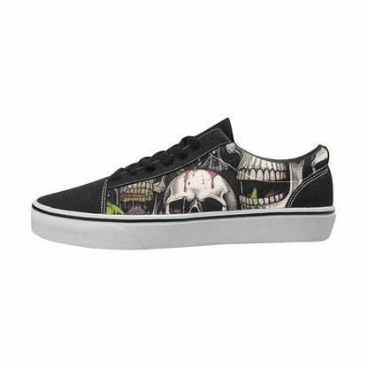 MEN'S Skulls Black & Green Ink Canvas Streetwear Dreamcore Sneakers
