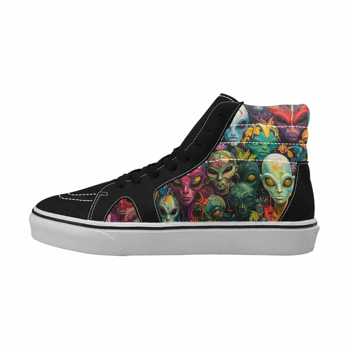 MEN'S Aliens High Top Canvas Kaleidoscope Custom Sneakers