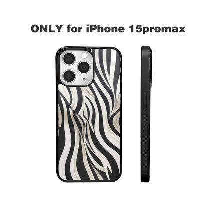 iPhone 15 Pro Max Case — Modern Zebra Stripe Print Crisp Black, Customized Protective Case