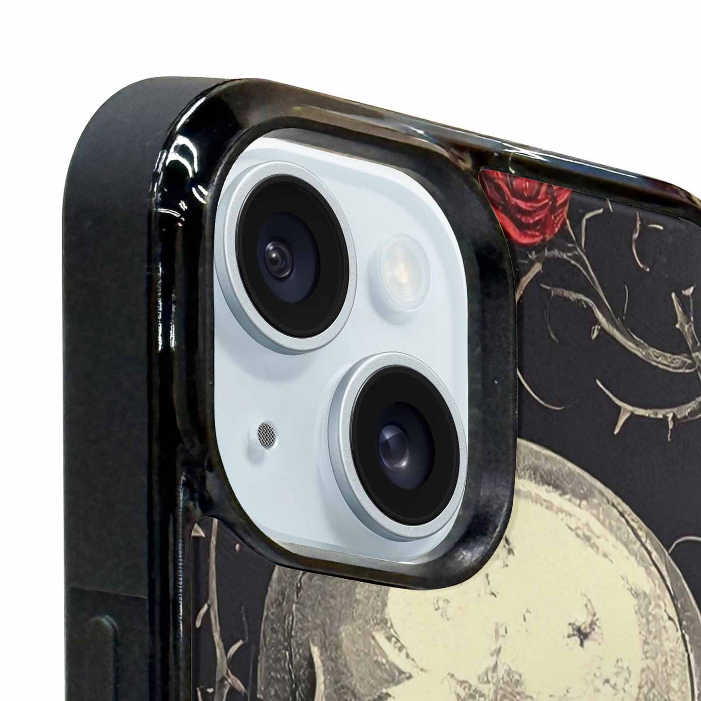iPhone 15 Case — Gothic Skulls Roses Custom, Custom Printed Phone Case