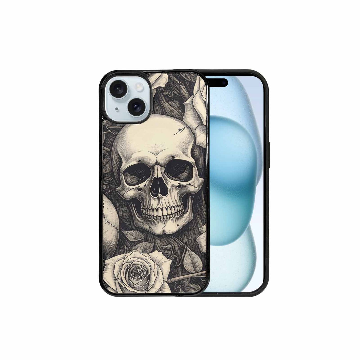 iPhone 15 Plus Case — 20 Skulls Overlapping Seamless Tileable Pattern, Personalized Phone Case