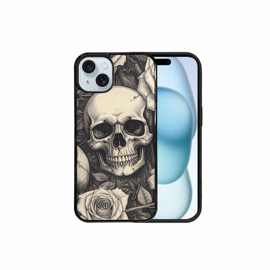 iPhone 15 Plus Case — 20 Skulls Overlapping Seamless Tileable Pattern, Personalized Phone Case